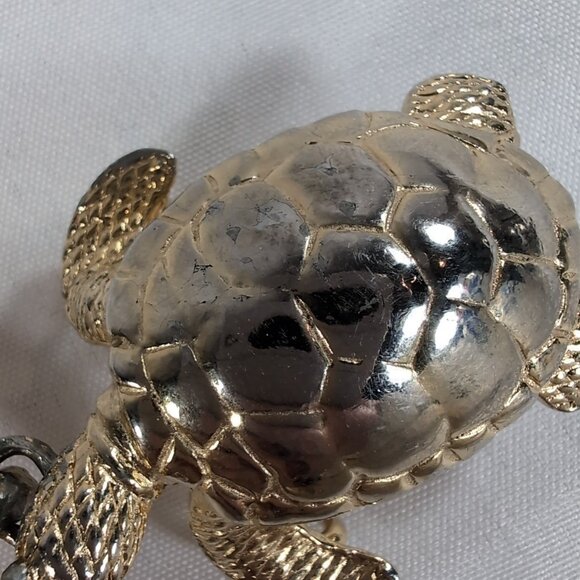 Gay Boyer Gold Turtle Belt Buckle Rope Ribbon Two Piece Sea Interlocking Vintage - Picture 14 of 16